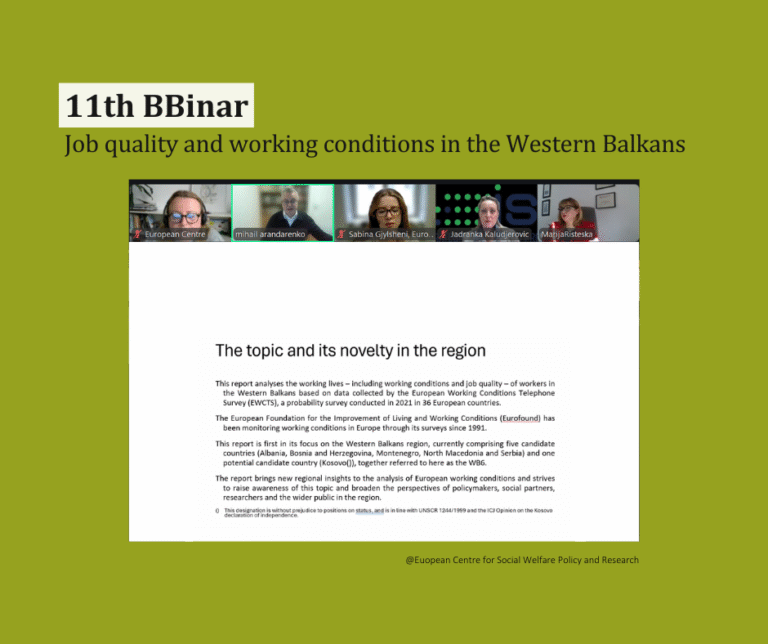 11th BBinar: Job quality and working conditions in the Western Balkans